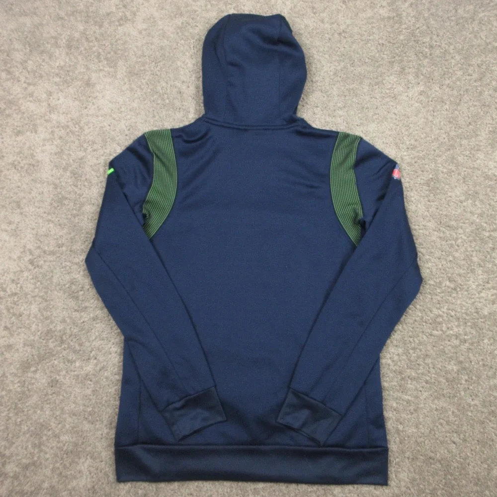Seattle Seahawks Sweater Mens Medium Navy Blue Hoodie Sweatshirt Nike Drifit EUC